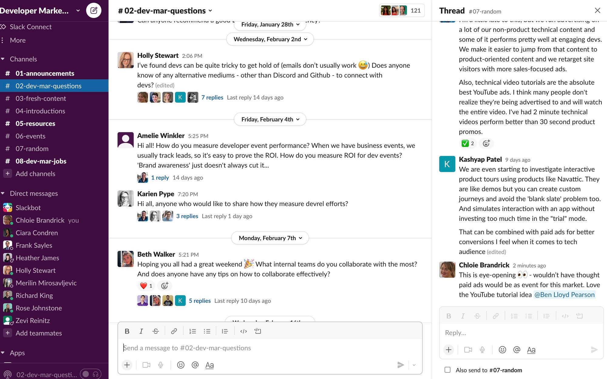 screenshot of discussion in Slack