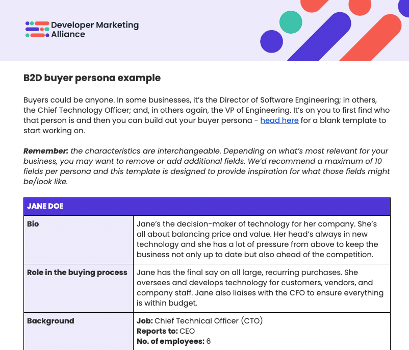 example of a developer persona template